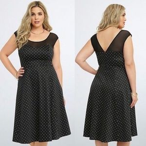 TORRID Mesh Inset Polka Dot Swing Dress